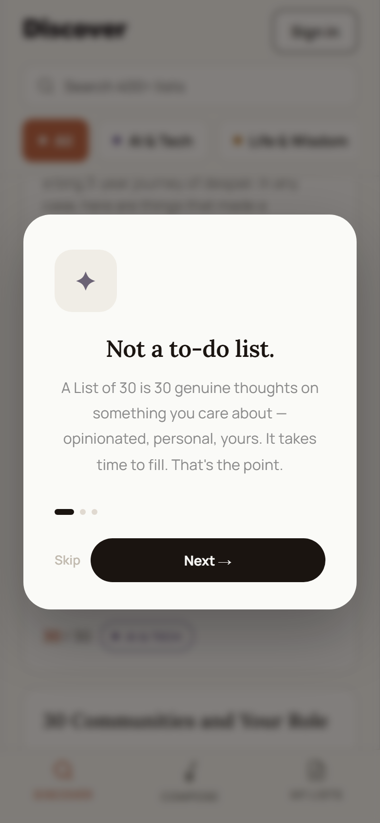 Reading a list of 30 on the surface most people actually read it on.