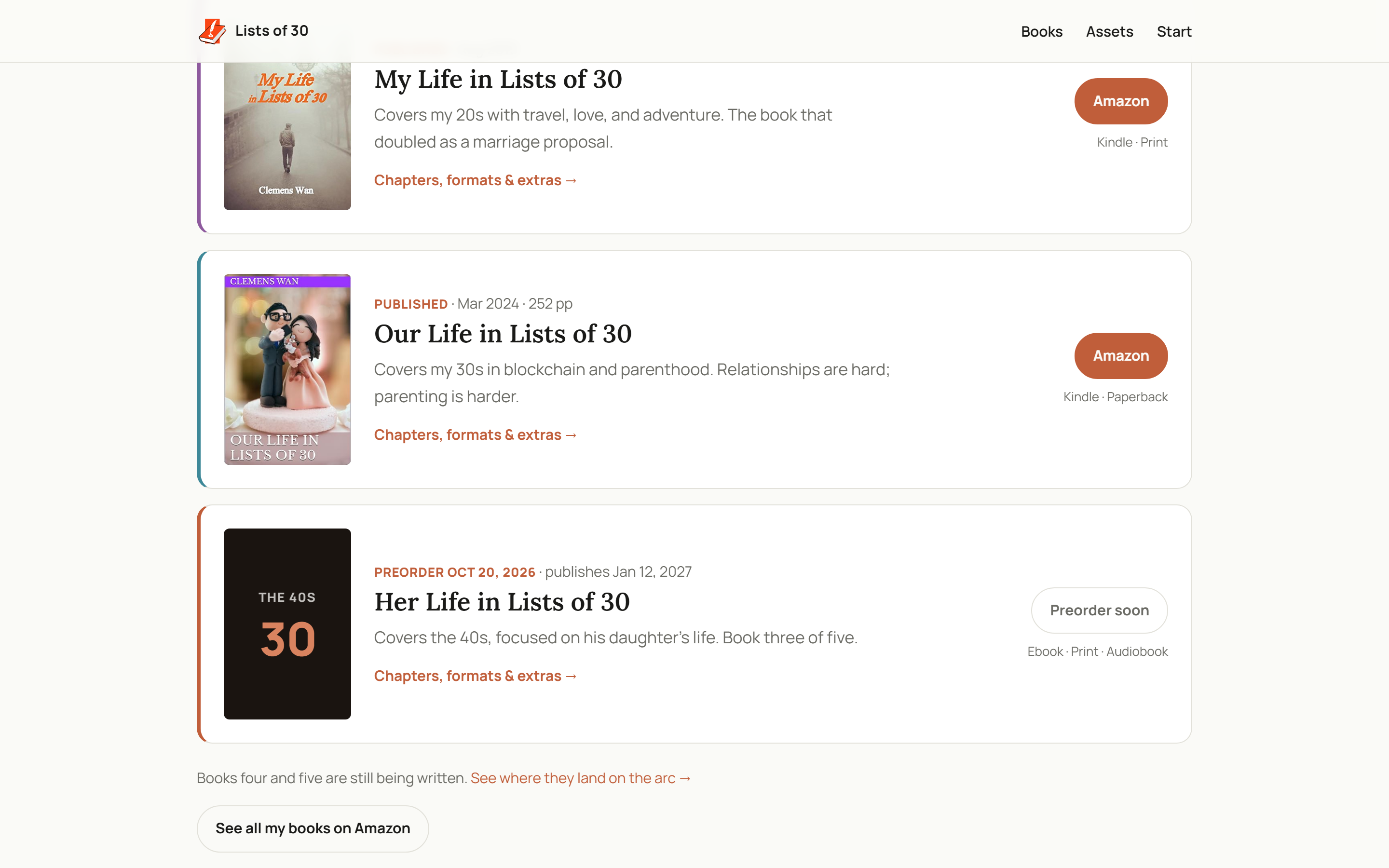 Four books so far, each with its chapters, formats and shop.