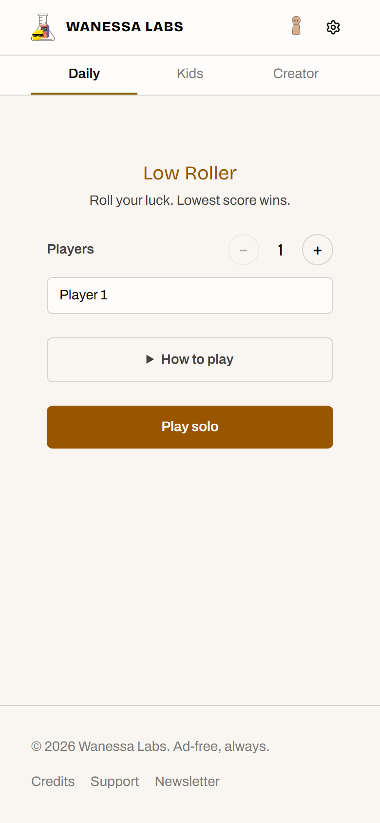 Set the players and start, with the rules one tap away.