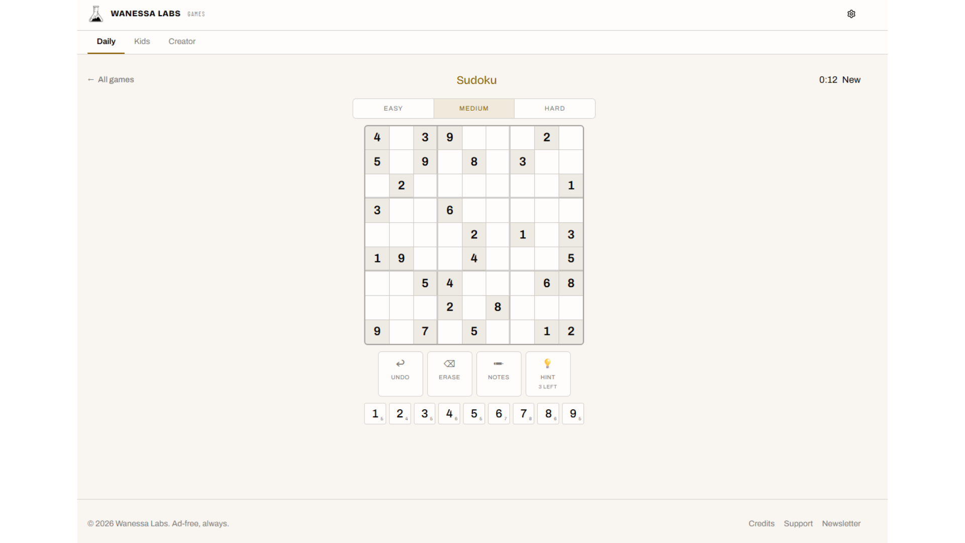 Sudoku screenshot 1